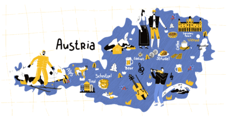 Cartoon Map Austria Austria