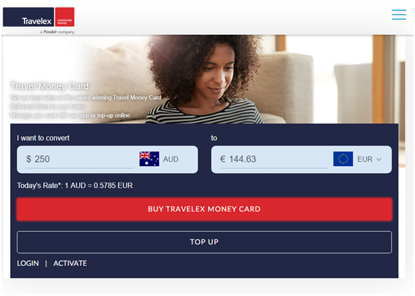 Budget for your trip - Travelex screen shot