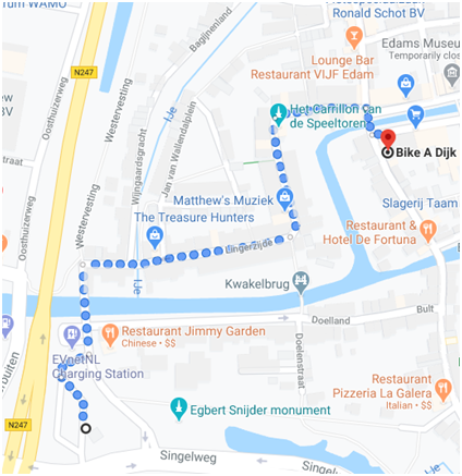 Directions from the Bus station Edam to Dike A Dijk